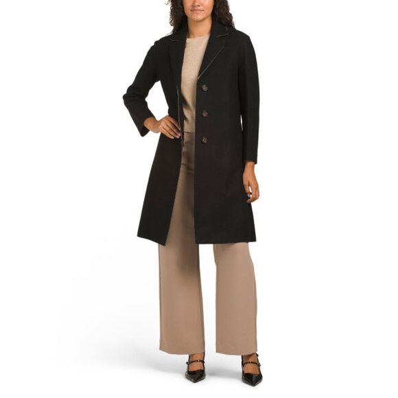 ICONS BY CINZIA ROCCA Black/Sand Virgin Wool Blend Overcoat - Picture 1 of 2